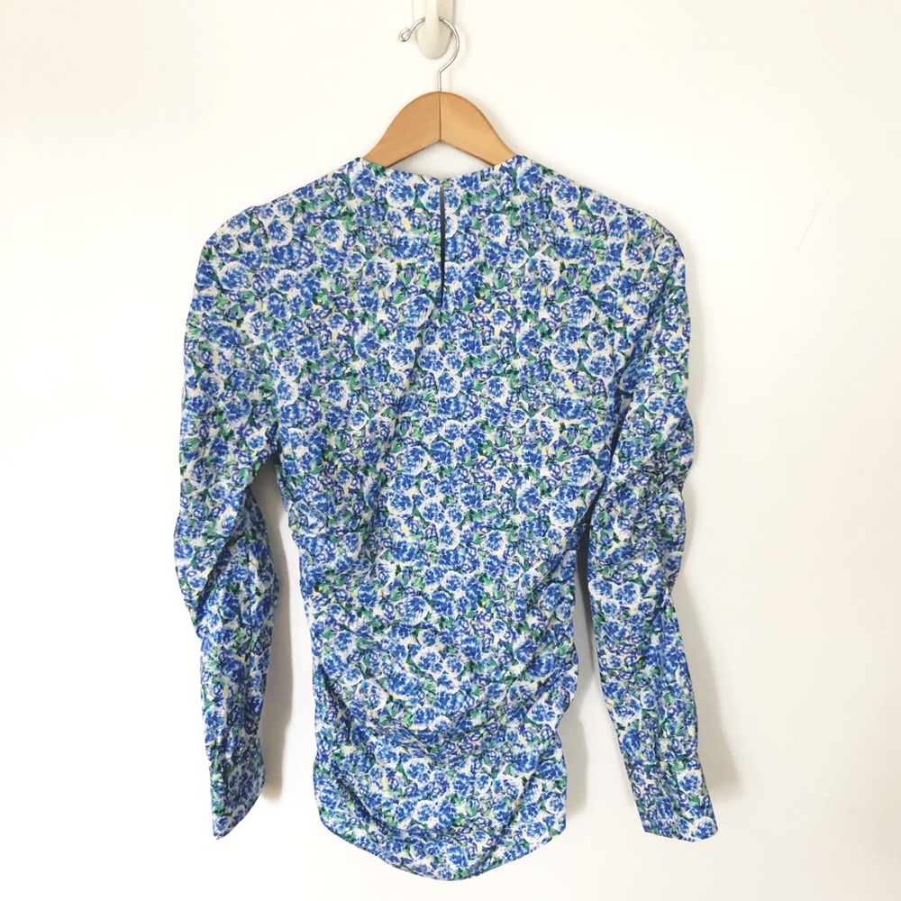 NWT Zara Blue White Floral Cotton Long Sleeve Top XS Garden Party - Picture 4 of 15